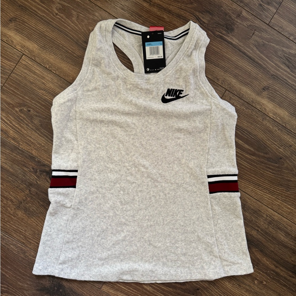 Nike Women's Heather Gray Terry Cloth Long Tennis Tank Top NWT M